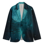 Night Sky And Full Moon Print Men's Cotton Blazer