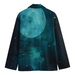Night Sky And Full Moon Print Men's Cotton Blazer