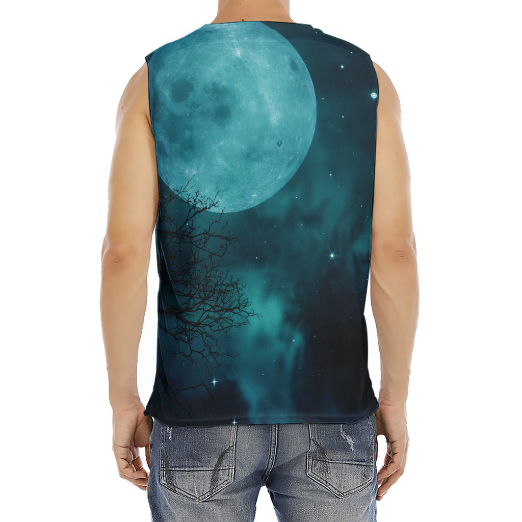 Night Sky And Full Moon Print Men's Fitness Tank Top