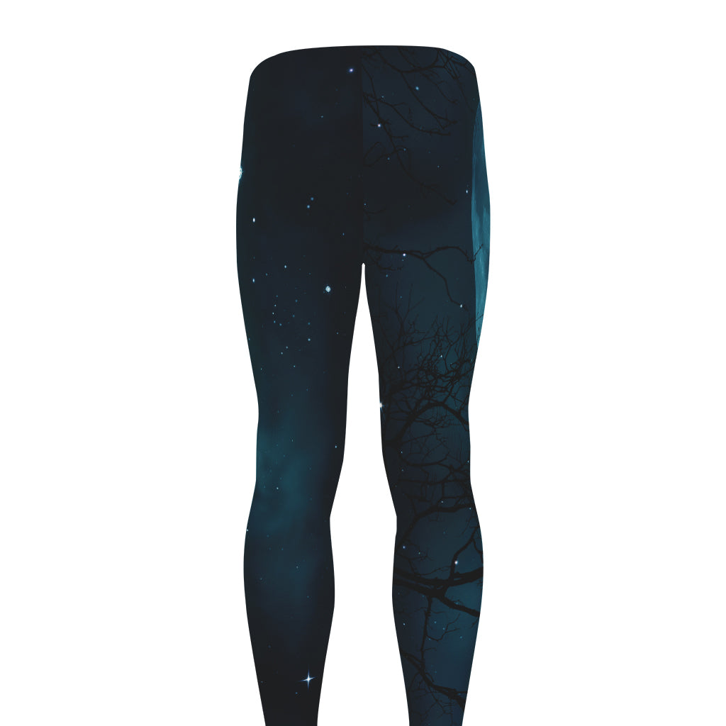 Night Sky And Full Moon Print Men's leggings