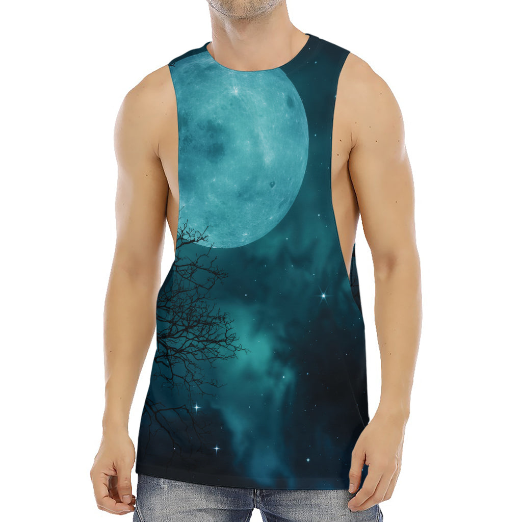 Night Sky And Full Moon Print Men's Muscle Tank Top