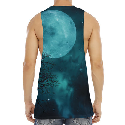 Night Sky And Full Moon Print Men's Muscle Tank Top