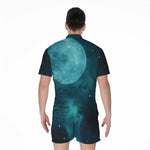 Night Sky And Full Moon Print Men's Rompers