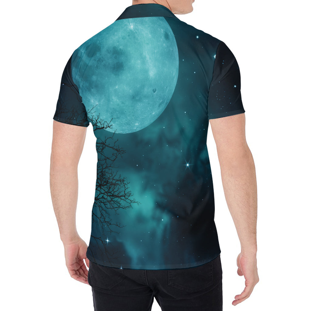 Night Sky And Full Moon Print Men's Shirt