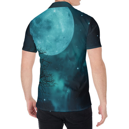 Night Sky And Full Moon Print Men's Shirt