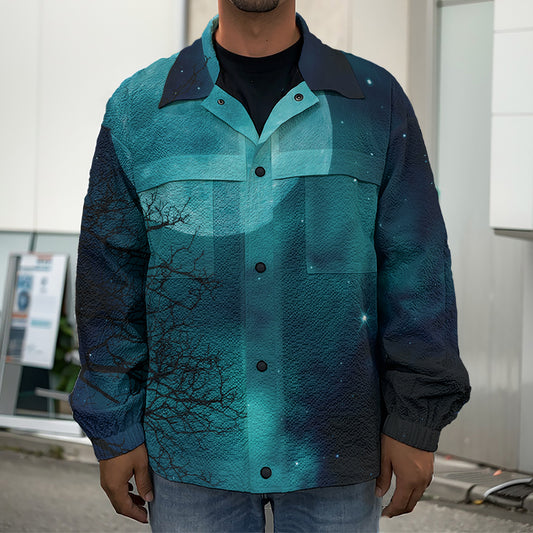 Night Sky And Full Moon Print Men's Shirt Jacket
