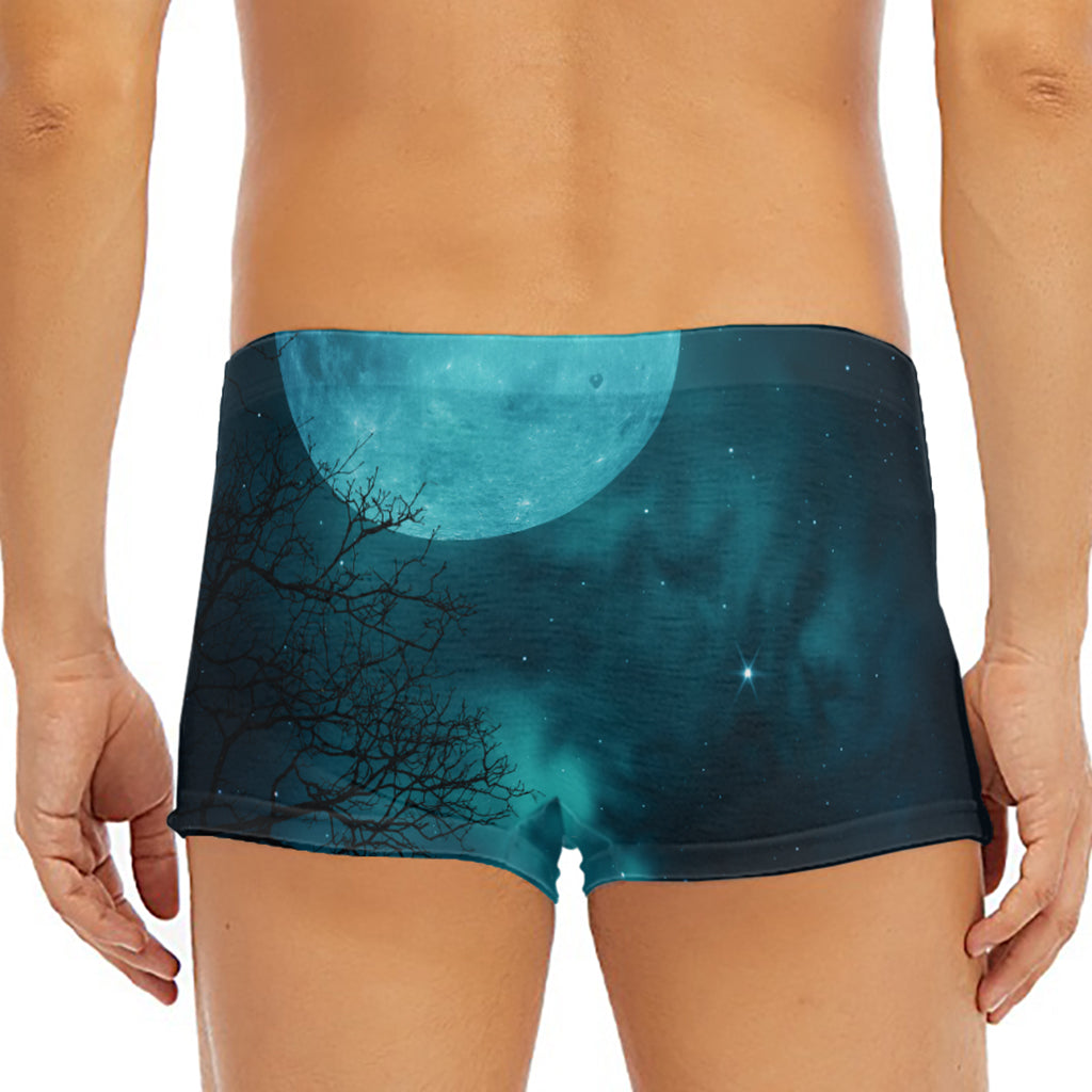 Night Sky And Full Moon Print Men's Short Boxer Briefs