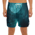 Night Sky And Full Moon Print Men's Split Running Shorts
