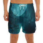 Night Sky And Full Moon Print Men's Split Running Shorts