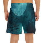 Night Sky And Full Moon Print Men's Split Running Shorts