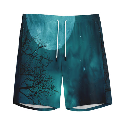 Night Sky And Full Moon Print Men's Sports Shorts