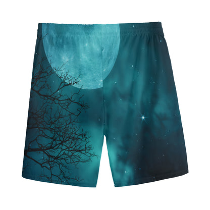 Night Sky And Full Moon Print Men's Sports Shorts