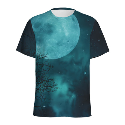 Night Sky And Full Moon Print Men's Sports T-Shirt