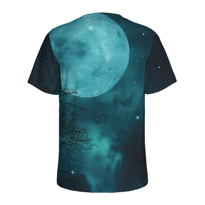 Night Sky And Full Moon Print Men's Sports T-Shirt