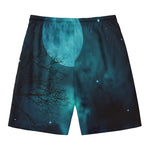 Night Sky And Full Moon Print Men's Swim Trunks