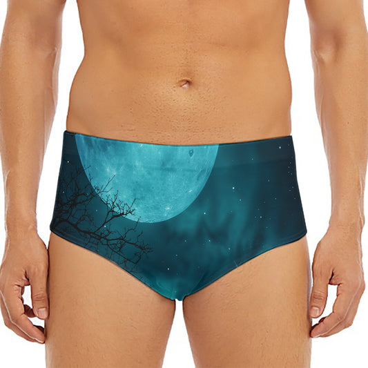 Night Sky And Full Moon Print Men's Triangle Swim Briefs