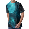 Night Sky And Full Moon Print Men's Velvet T-Shirt