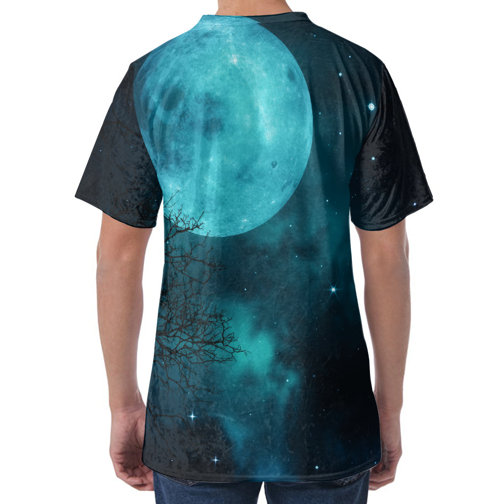 Night Sky And Full Moon Print Men's Velvet T-Shirt
