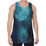 Night Sky And Full Moon Print Men's Velvet Tank Top