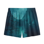 Night Sky And Full Moon Print Mesh Shorts