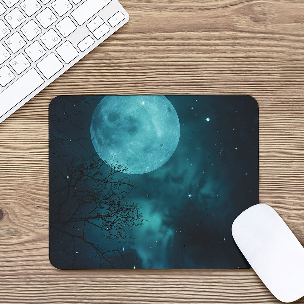 Night Sky And Full Moon Print Mouse Pad