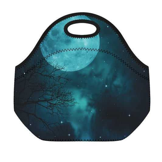 Night Sky And Full Moon Print Neoprene Lunch Bag