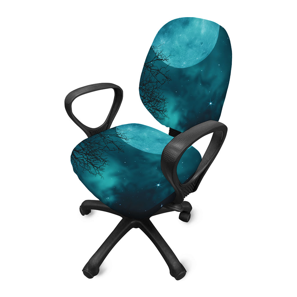 Night Sky And Full Moon Print Office Chair Cover