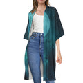 Night Sky And Full Moon Print Open Front Beach Cover Up