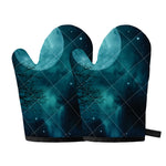 Night Sky And Full Moon Print Oven Mitts