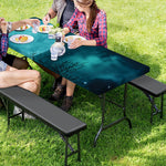 Night Sky And Full Moon Print Picnic Table Cover