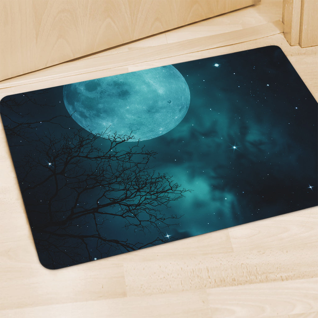 Night Sky And Full Moon Print Polyester Doormat
