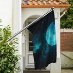 Night Sky And Full Moon Print Polyester Flag