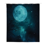 Night Sky And Full Moon Print Polyester Shower Curtain