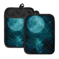 Night Sky And Full Moon Print Pot Holders With Pocket