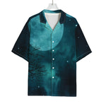 Night Sky And Full Moon Print Rayon Hawaiian Shirt