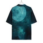 Night Sky And Full Moon Print Rayon Hawaiian Shirt