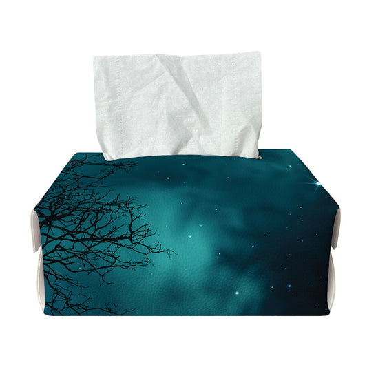 Night Sky And Full Moon Print Rectangle Tissue Box Cover