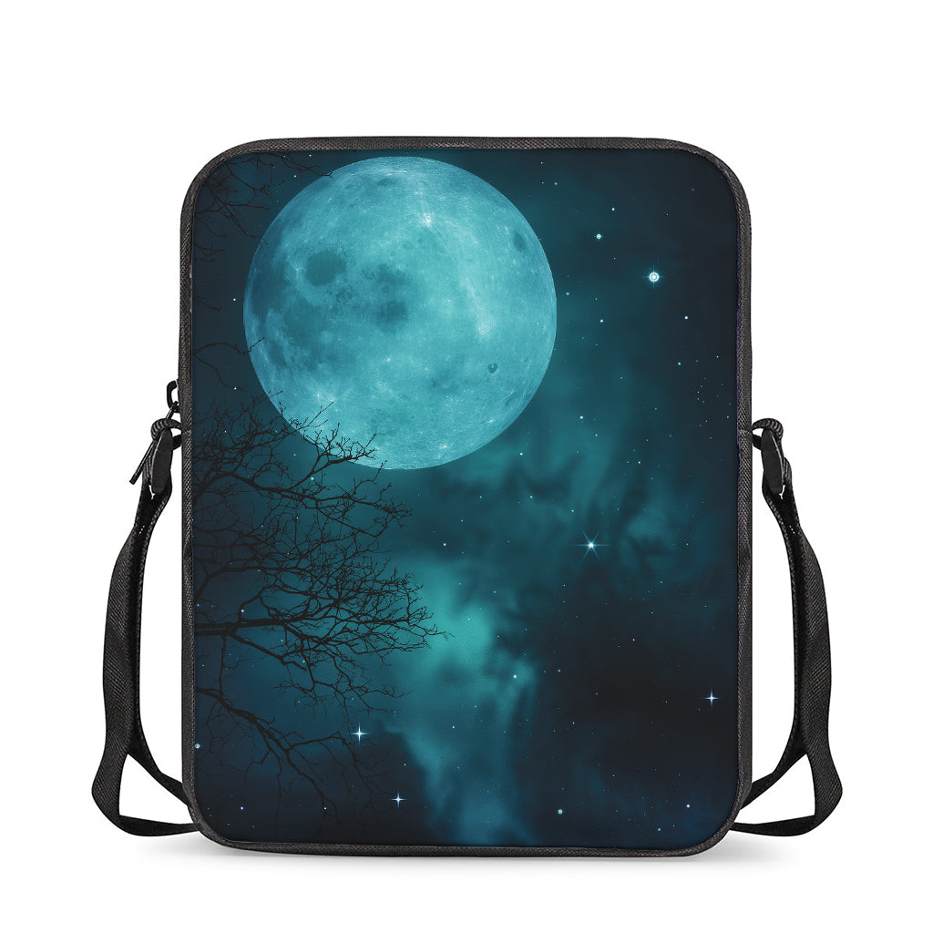 Night Sky And Full Moon Print Rectangular Crossbody Bag