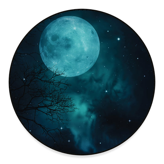 Night Sky And Full Moon Print Round Floor Mat