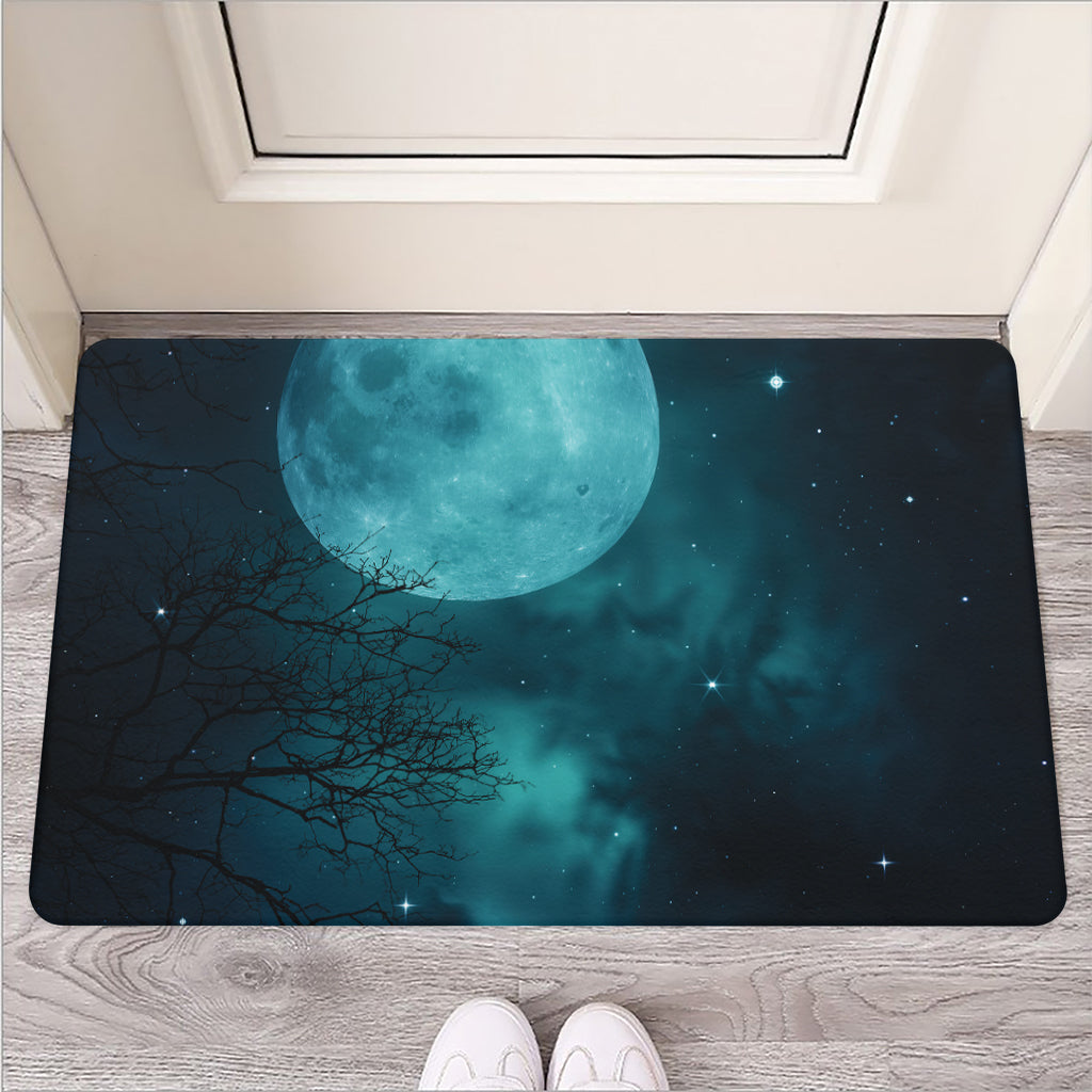 Night Sky And Full Moon Print Rubber Doormat