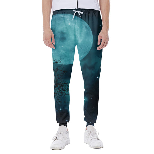 Night Sky And Full Moon Print Scuba Joggers