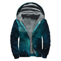 Night Sky And Full Moon Print Sherpa Lined Zip Up Hoodie
