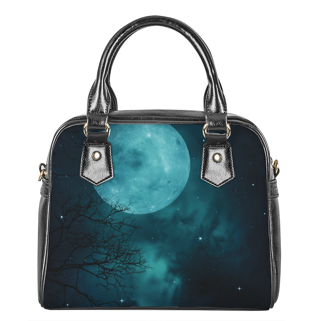 Night Sky And Full Moon Print Shoulder Handbag