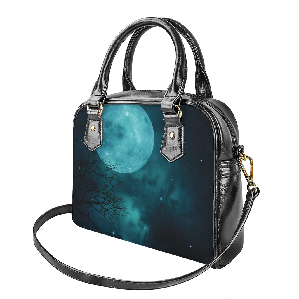 Night Sky And Full Moon Print Shoulder Handbag