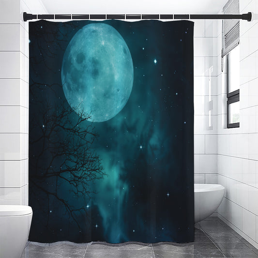 Night Sky And Full Moon Print Shower Curtain