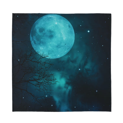 Night Sky And Full Moon Print Silk Bandana