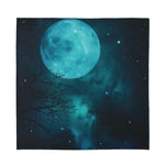 Night Sky And Full Moon Print Silk Bandana