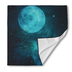 Night Sky And Full Moon Print Silk Bandana