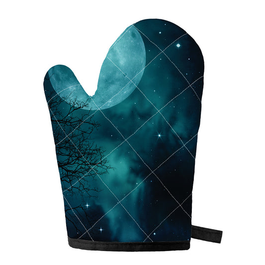 Night Sky And Full Moon Print Single Oven Mitt