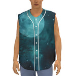 Night Sky And Full Moon Print Sleeveless Baseball Jersey